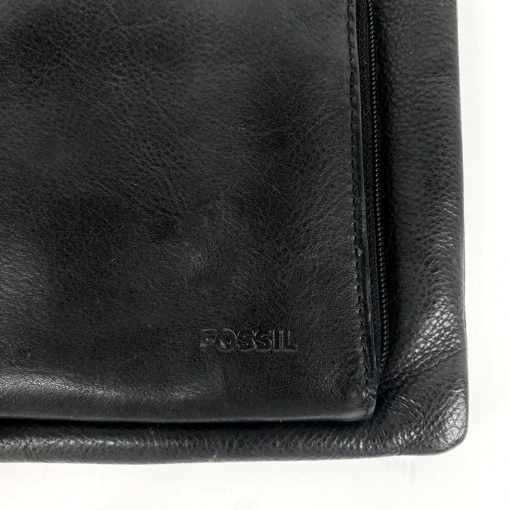 Fossil Black Leather Shoulder Bag Purse Handbag Vintage - Fine!